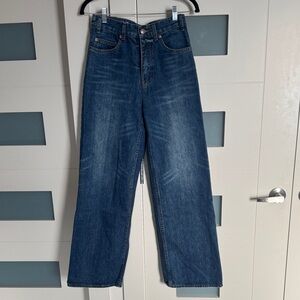 BN Celine Dark Blue wide leg straight Denim Jeans 26